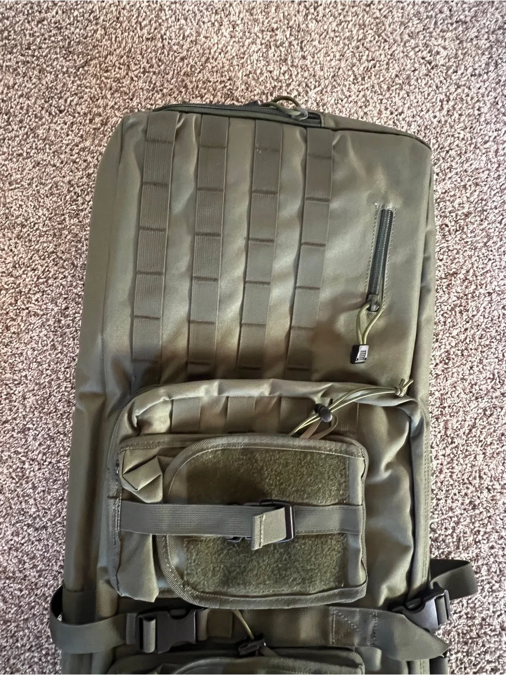 Tactical Olive Green Rifle Case with Pouches with back pack straps MOLLE webbing